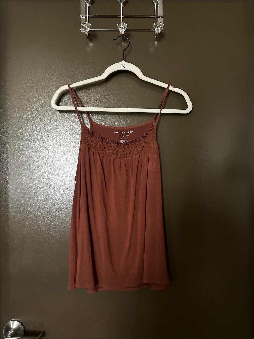American Eagle Outfitters Rust Smocked Cami